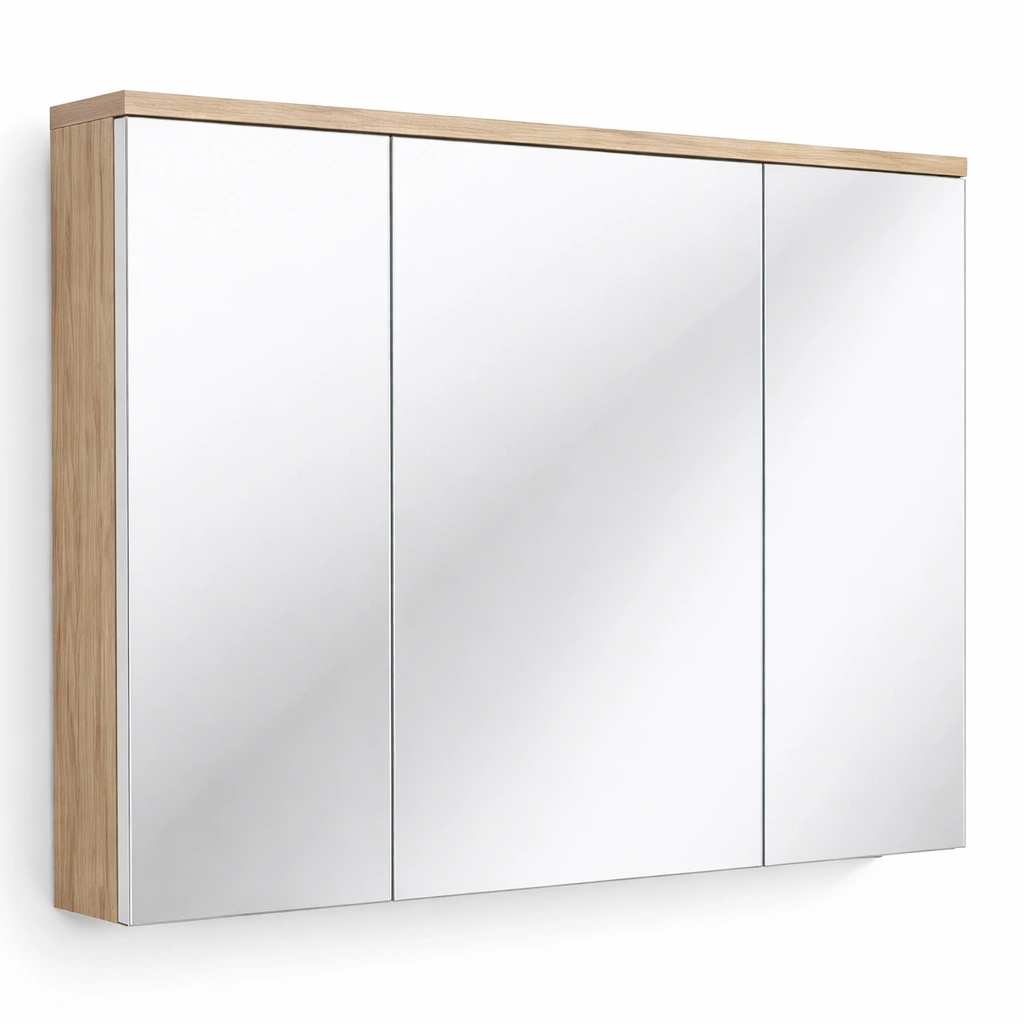 Armario de bano con espejo y diseno minimalista en madera-cozanoe